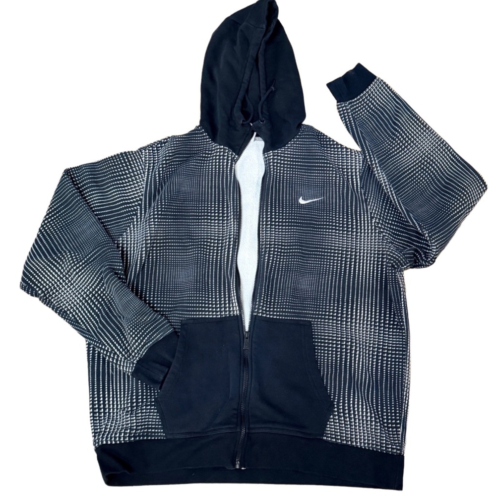 Nike Men’s Zip-Up Sweater Black & White Size XL Full Zip Athletic Jacket